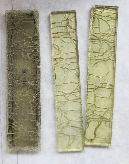 Before and after cleaning. Gorgeous old amber craquelle glass